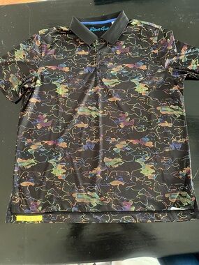 Robert Graham Black Polo with Blue Signature and Multicolor Accents